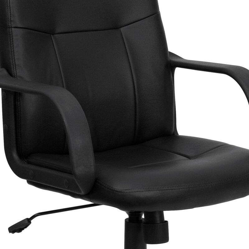 Paulson Mid-Back Black Glove Vinyl Executive Swivel Office Chair with Arms