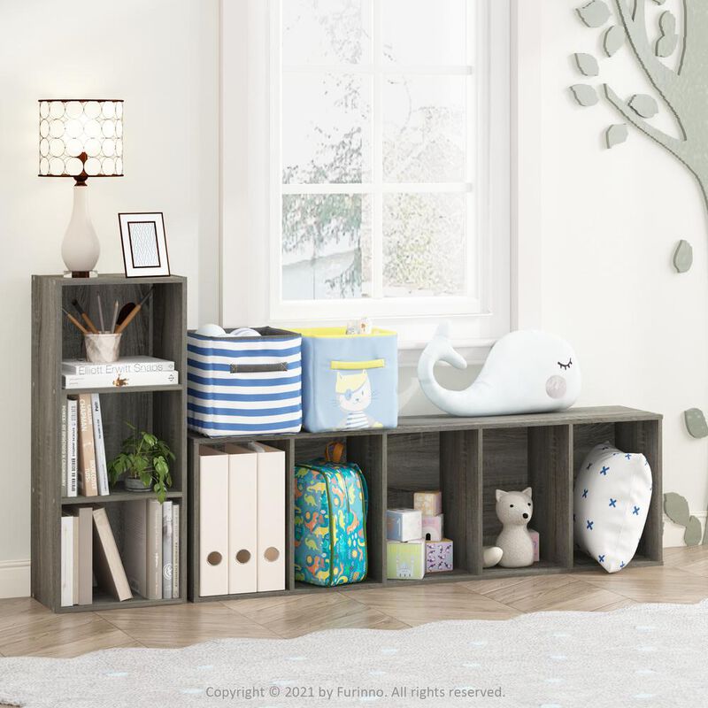 Furinno Luder 5-Tier Reversible Color Open Shelf Bookcase, French Oak