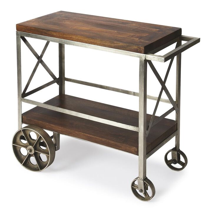 Butler Specialty Merrill Metal & Wood Bar Cart, Multi-Color