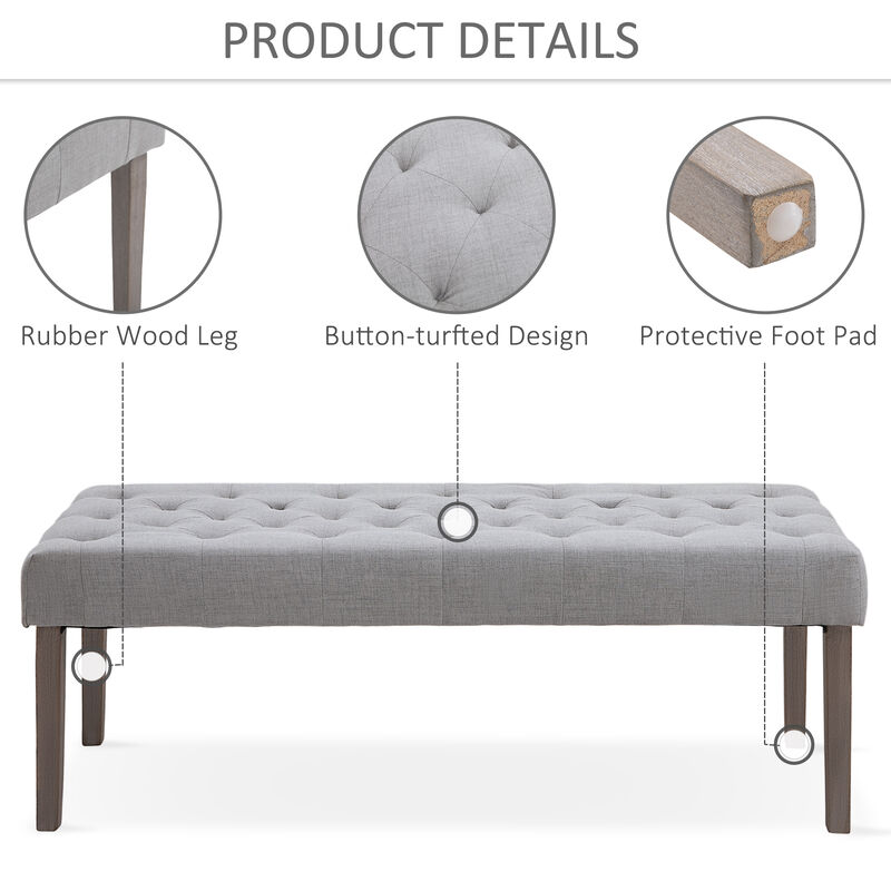 Simple Tufted Upholstered Ottoman Accent Bench with Soft Comfortable Cushion