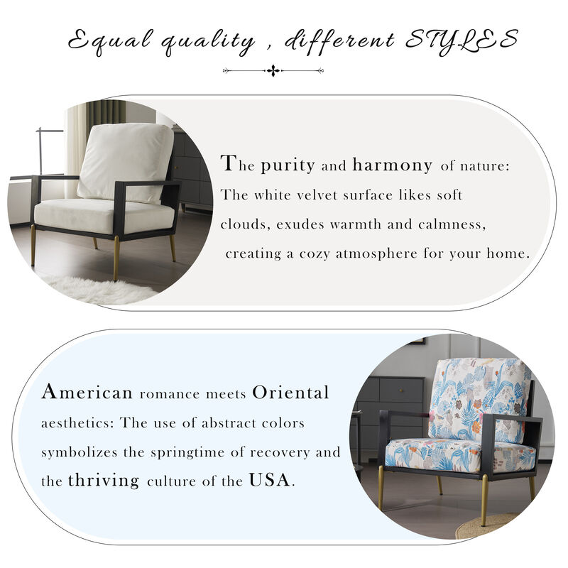 Merax Accent Armchair with Gold Metal Legs