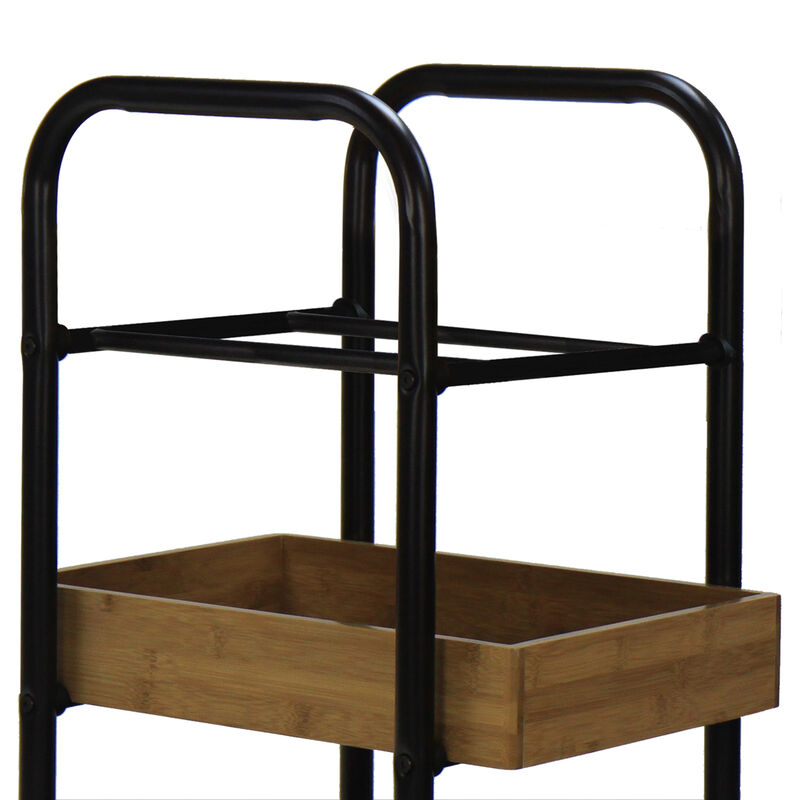 Oceanstar Portable Storage Cart with 3 Easy Removable Bamboo Trays