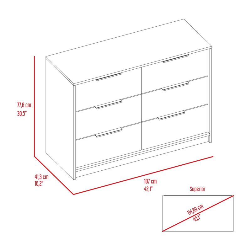 Longhill 6-Drawer Rectangle Dresser Black Wengue And Pine
