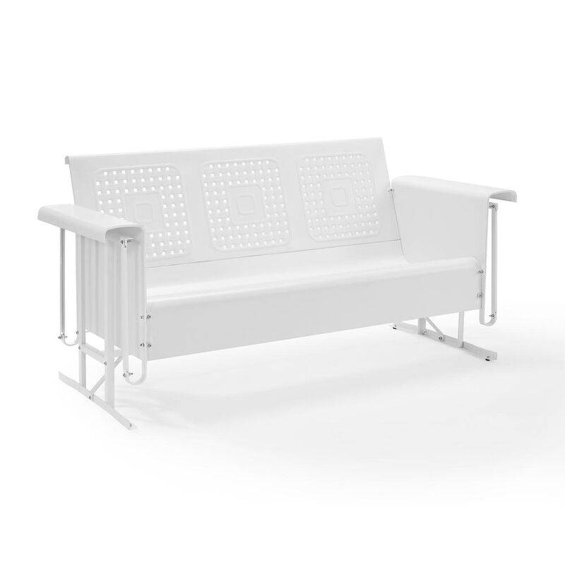 Crosley Furniture Bates Outdoor Metal Sofa Glider White