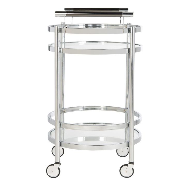 Safavieh Sienna 2 Tier Round Bar Cart, Chrome