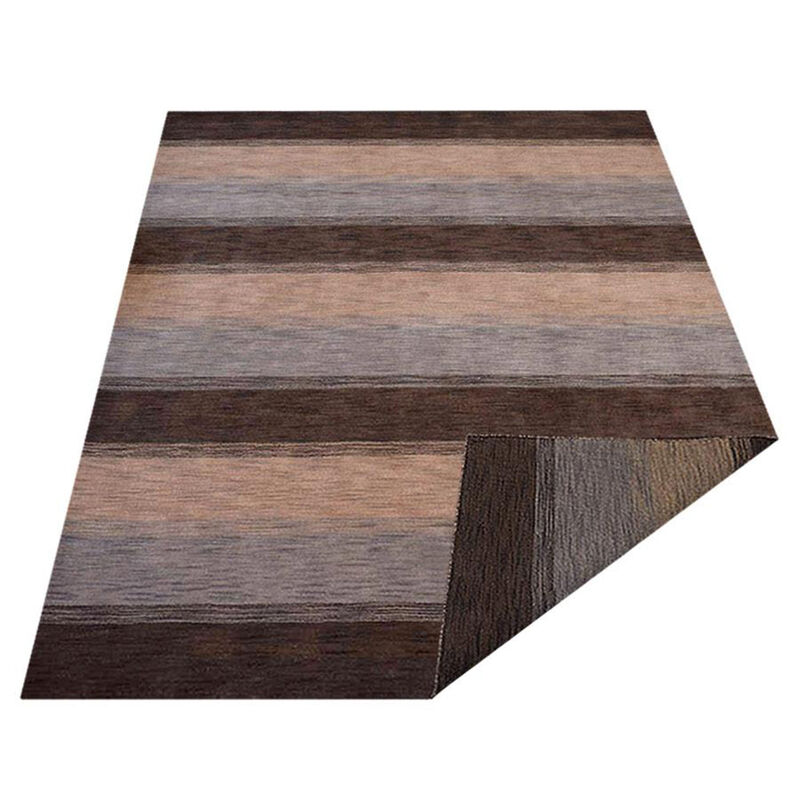 RUGSOTIC CARPETS HAND KNOTTED LOOM WOOL ECO-FRIENDLY AREA RUGS  - 6'x9', Rectangle, Brown Beige Color, Contemporary Modern Design, High Pile Thick Handmade Anti Skid Rugs for Living Room (L00206)
