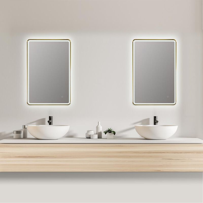 Altair Framed in Brushed Gold Modern Bathroom/Vanity LED Lighted Wall Mirror