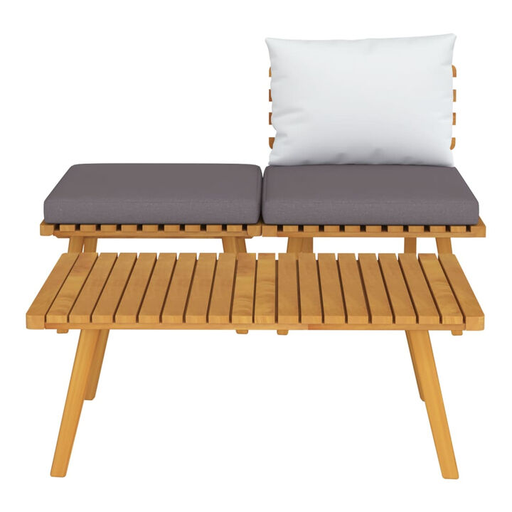 Roma 3pc Modular Outdoor Sofa and Coffee Table Set, Solid Wood, Gray - Benzara