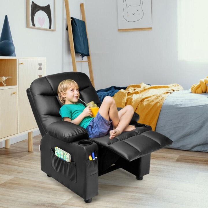 Hivvago Kids Recliner Chair with Cup Holder and Footrest for Children