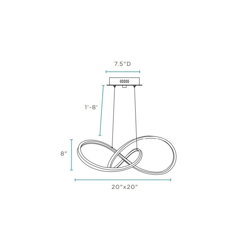 Knotted Chandelier Black Metal Integrated LED Dimmable