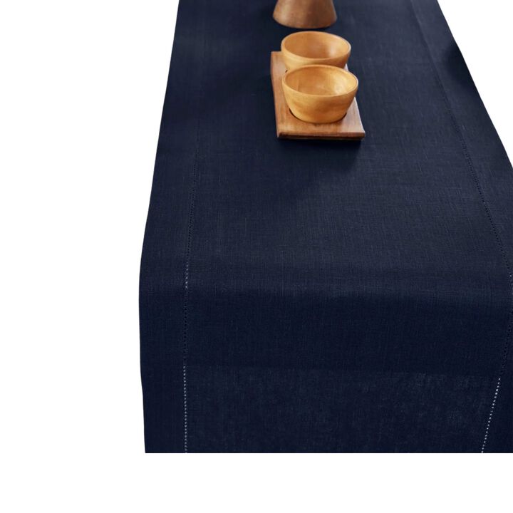 Solino Home 100% Pure Linen Table Runner | Medium Weight Hemstitch