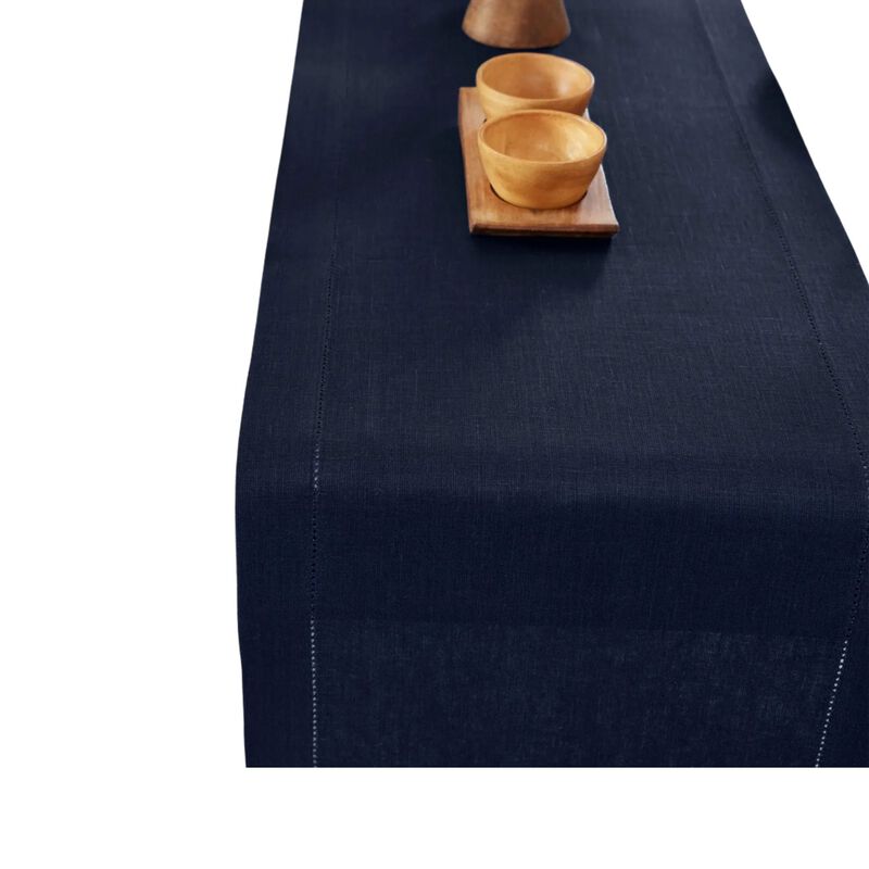 Solino Home 100% Pure Linen Table Runner | Medium Weight Hemstitch