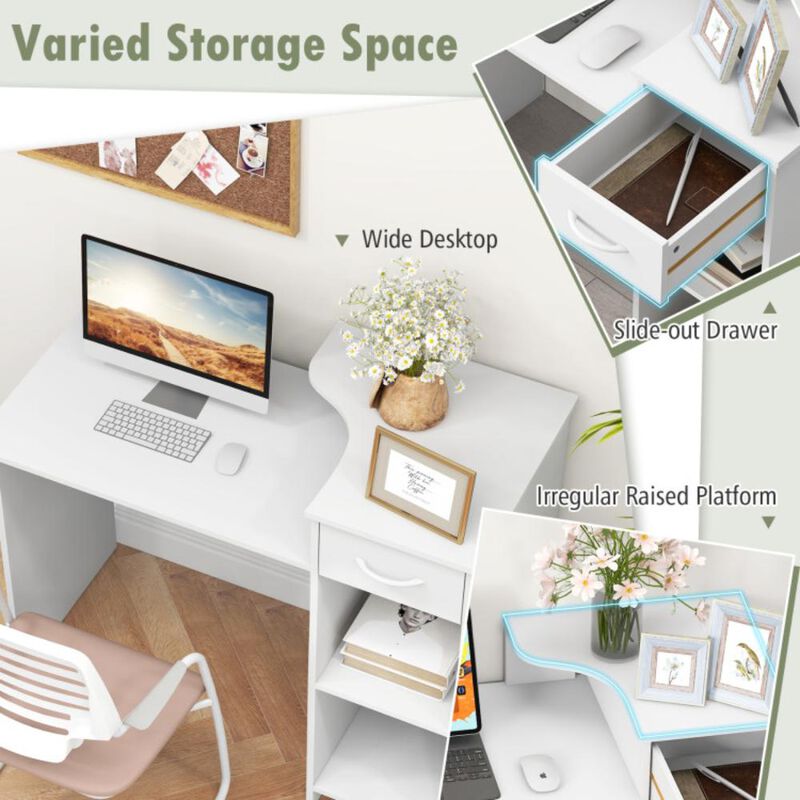 Hivvago Computer Desk Modern Laptop PC Desk with Adjustable Shelf and Cable Hole