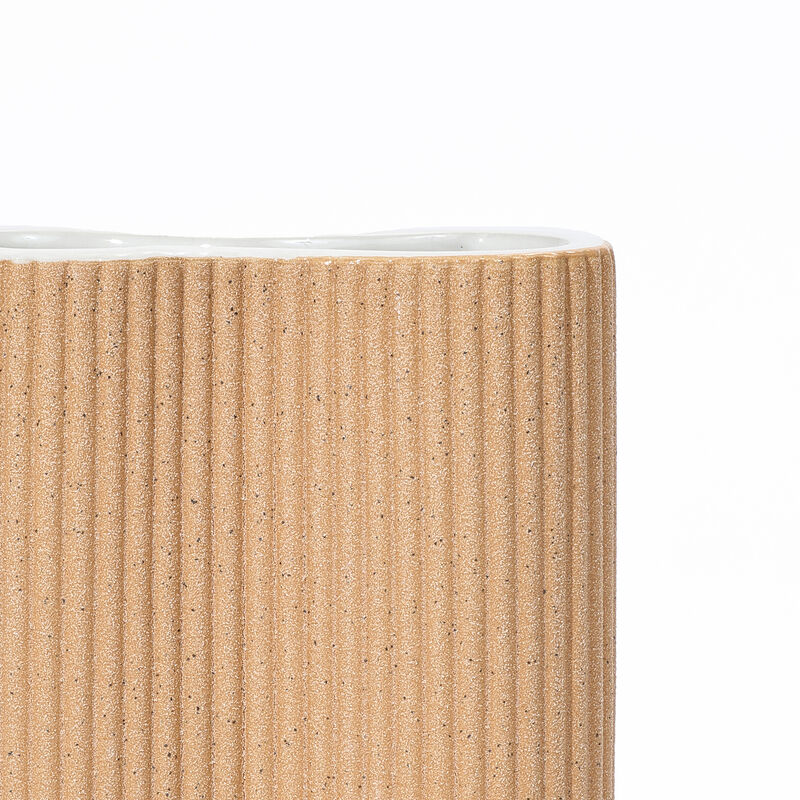 LuxenHome Light Brown Ceramic 7.7-Inch Tall Vase
