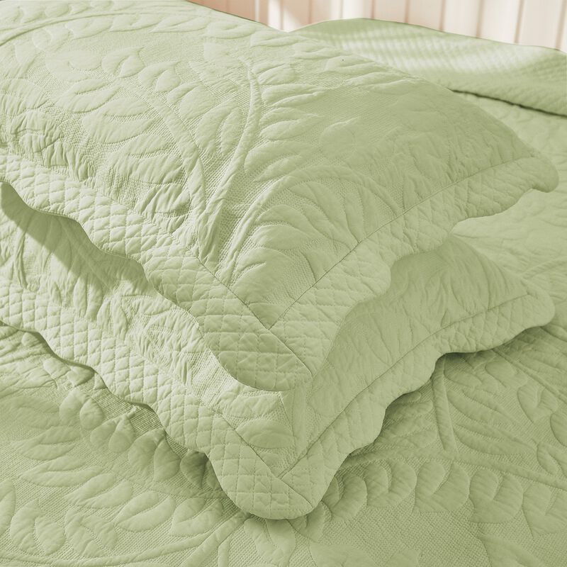 MarCielo 100% Cotton Embroidered Quilted Pillow Shams -Standard