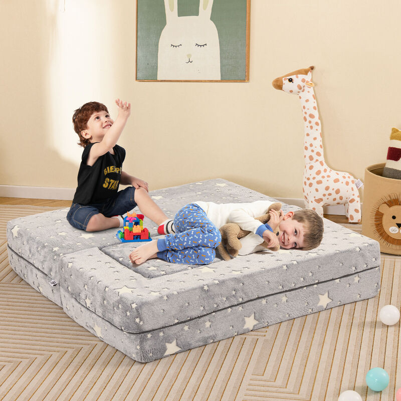 2 Seater Kids Play Couch with Removable and Machine Washable Flannel Cover