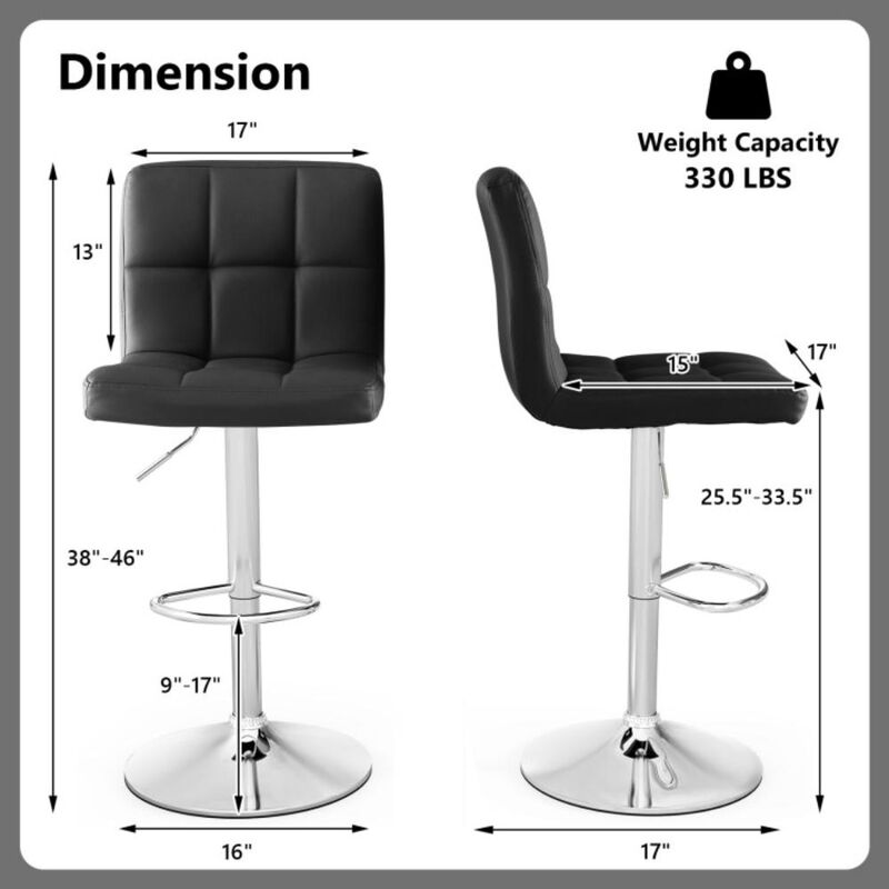 Hivvago Adjustable Swivel Bar Stool with PU Leather
