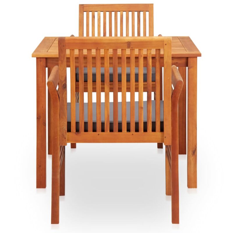 vidaXL 3 Piece Outdoor Dining Set with Cushions Solid Acacia Wood