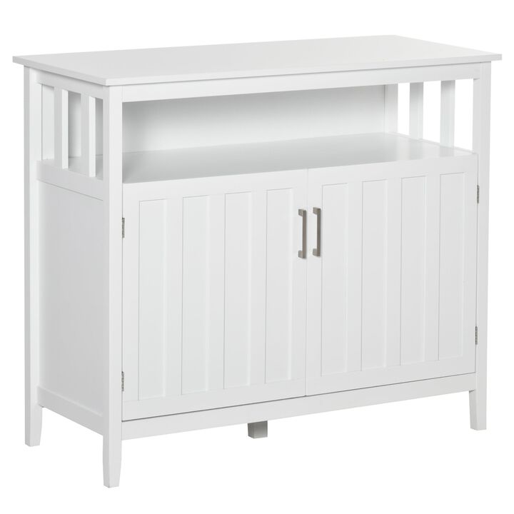 White Kitchen Storage: Modern Sideboard with Ribbed Doors