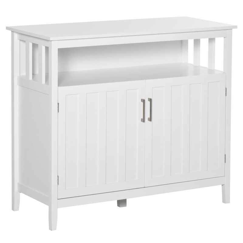 White Kitchen Storage: Modern Sideboard with Ribbed Doors