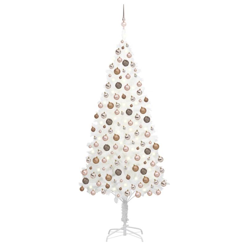 vidaXL Artificial Christmas Tree with LEDs&Ball Set White 82.7"