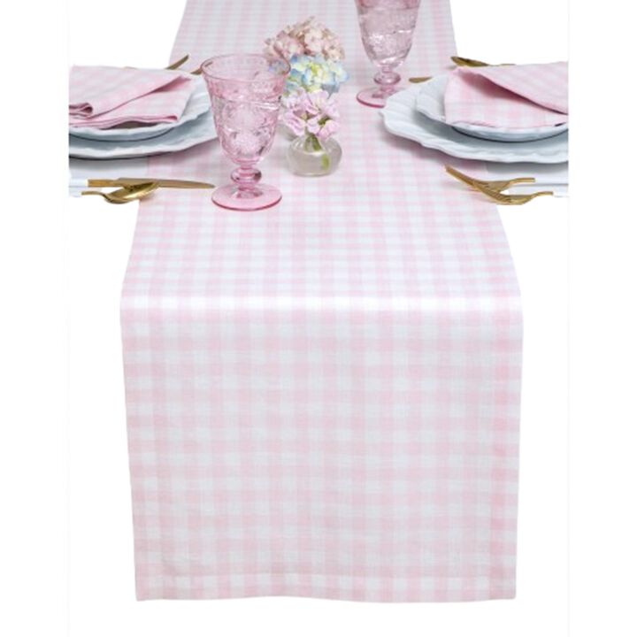 Solino Home 100% Pure Linen Table Runner | Gingham Check for Spring & Easter