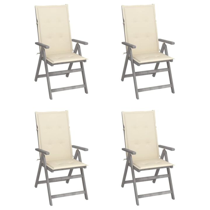 vidaXL Patio Reclining Chairs 4 pcs with Cushions Solid Acacia Wood