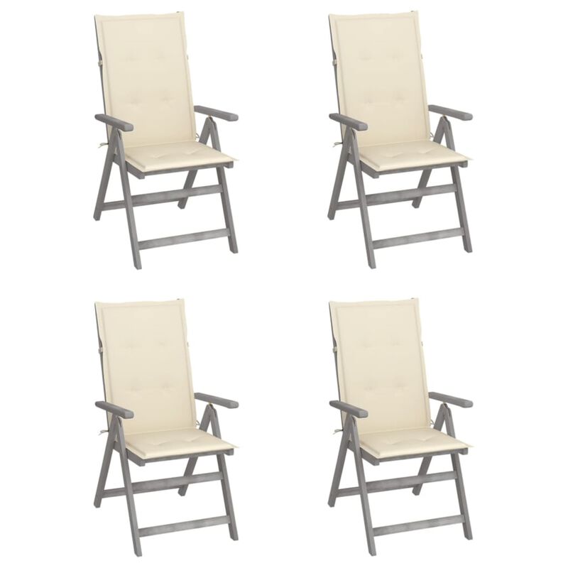 vidaXL Patio Reclining Chairs 4 pcs with Cushions Solid Acacia Wood