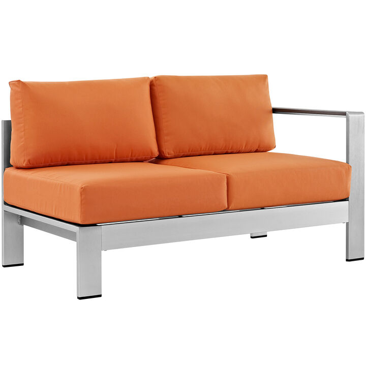Silver Orange Shore Outdoor Patio Aluminum Right-Arm Loveseat