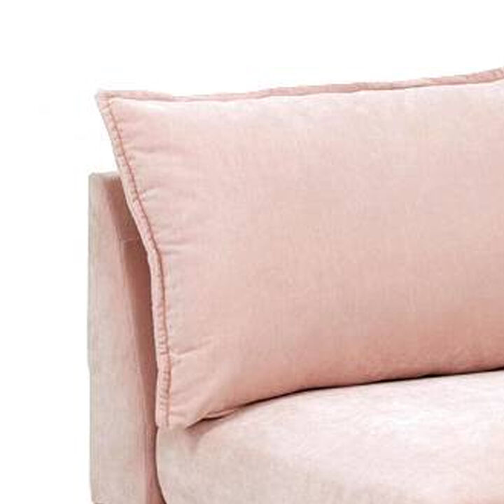 Rio 33 Inch Modular Armless Sofa Chair, Lumbar Cushion, Blush Pink - Benzara
