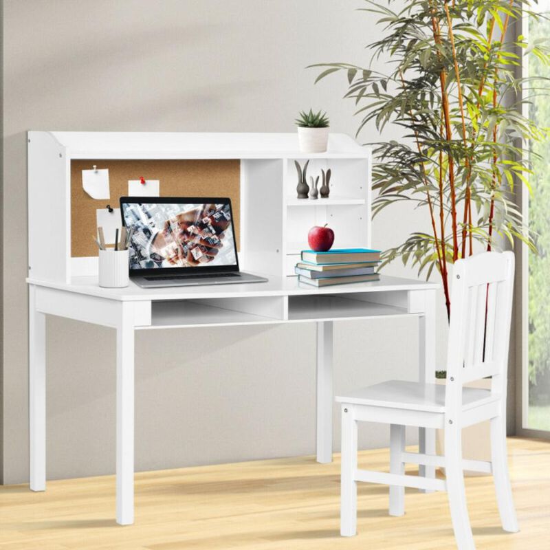 Hivvago Kids Desk and Chair Set Study Writing Desk with Hutch and Bookshelves