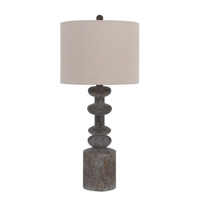 31 Inch Accent Table Lamp, Resin Turned Base, Set of 2, Beige, Gray-Benzara