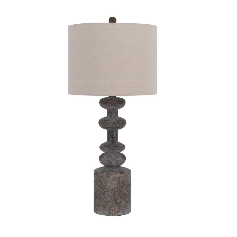 31 Inch Accent Table Lamp, Resin Turned Base, Set of 2, Beige, Gray-Benzara