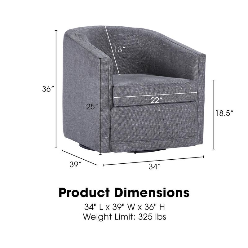 New Classic Furniture Poppy Dark Gray Polyester Fabric Accent Swivel Arm Chair