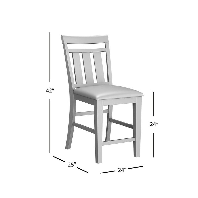 Jofran Kona Grove Distressed Rustic Solid Acacia Upholstered Slat-back Barstool (Set of 2), Chocolate Dark Brown