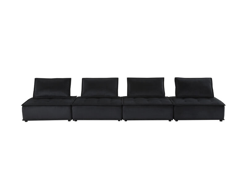 Anna Black Velvet 4Seater Modular Sofa