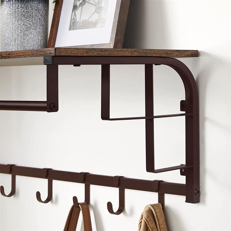 Wall-Mounted Coat Rack with Hanging Rail - Space-Saving Hook Rack