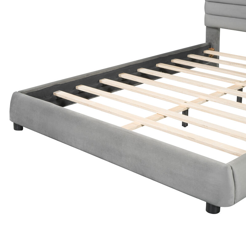 Merax Velvet Upholstered Platform Bed