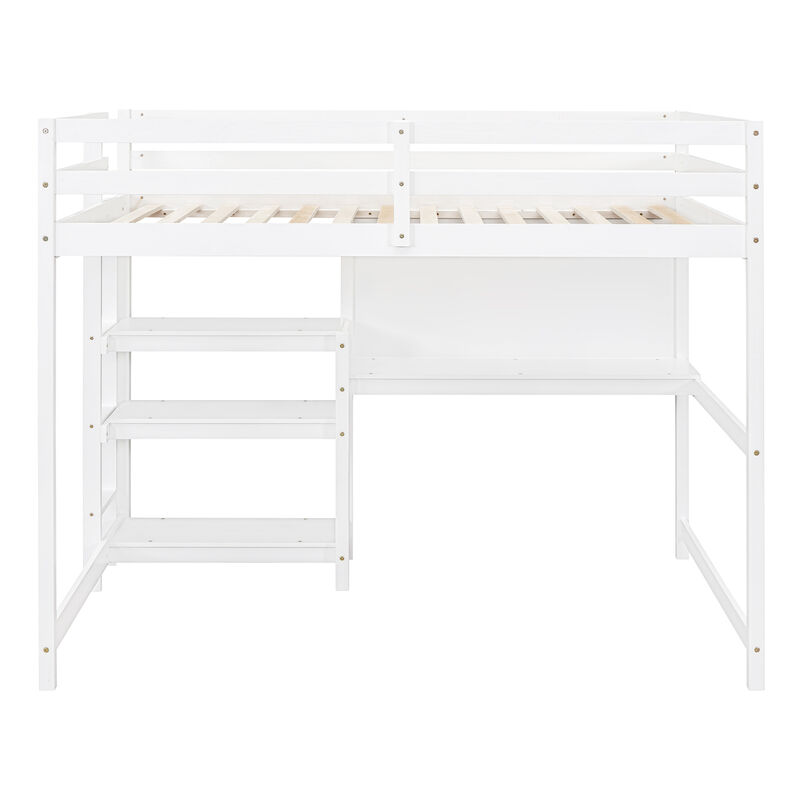 Merax Wooden Loft Bed with Desk and Writing Board