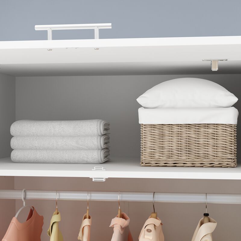 FUFU&GAGA Modern Double-Door Wardrobe with Top Storage Cabinet (31.5" W x 20.6" D x 70.9" H),White