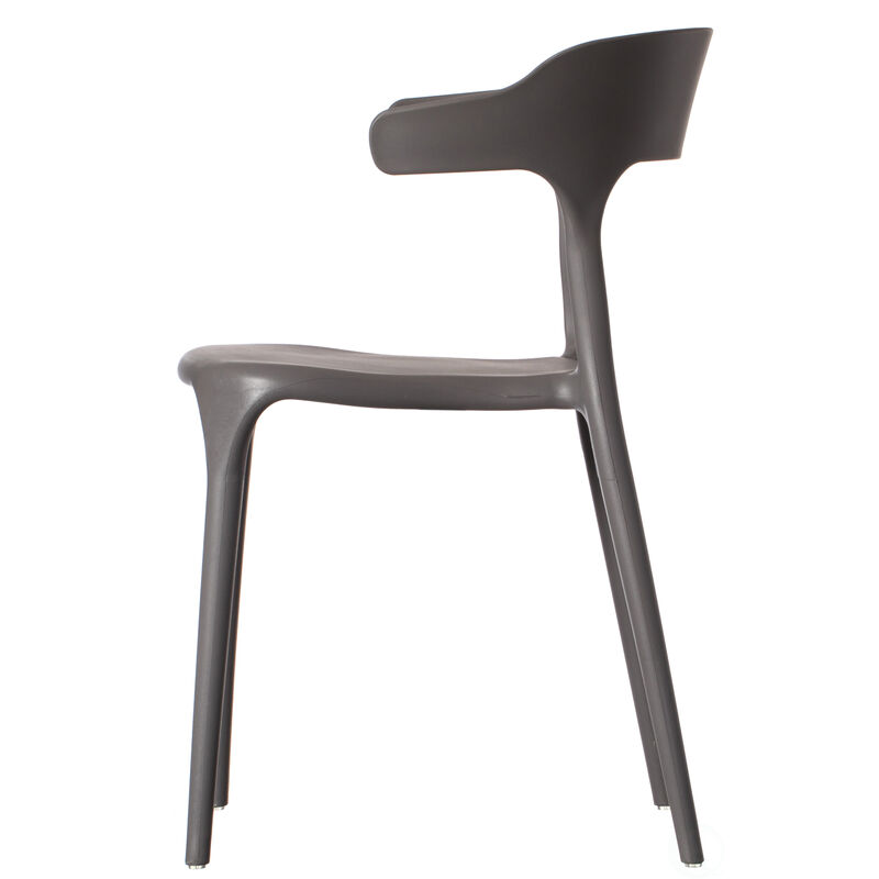 Modern Plastic Outdoor Dining Chair with Open U Shaped Back, Red