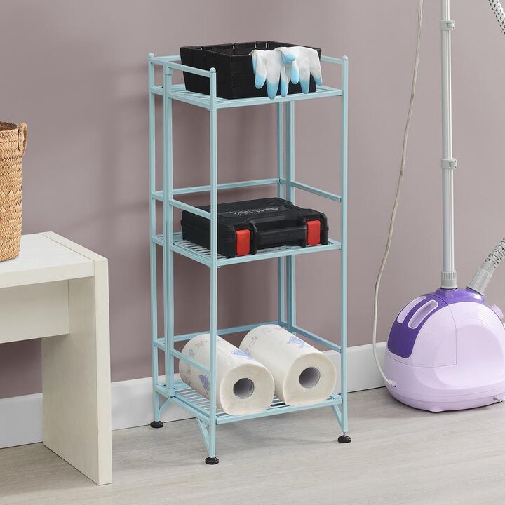 Convenience Concepts Xtra Storage 3 Tier Folding Metal Shelf Blue