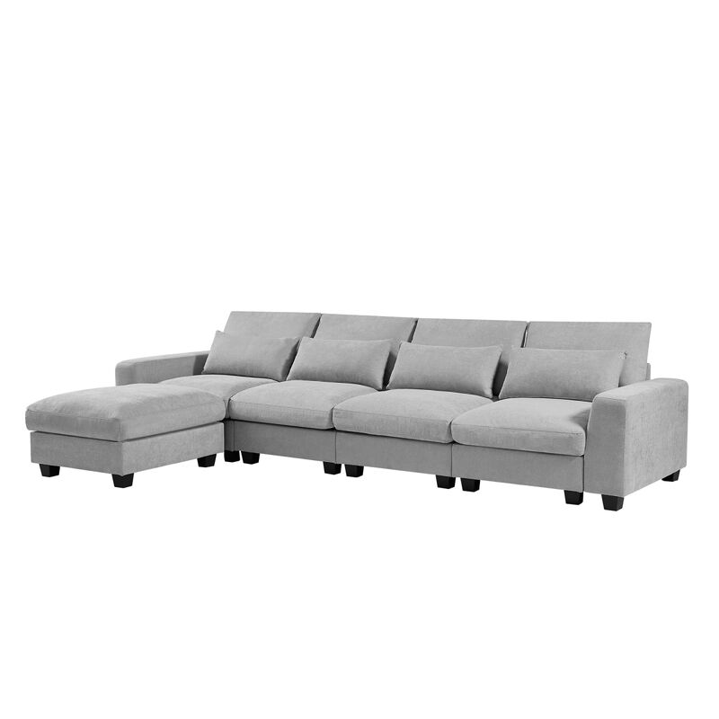 Feather Filled L-Shape Convertible Sectional Sofa