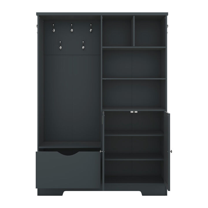 Merax Elegant Hallway Hall Tree Shoe Cabinet with Bench