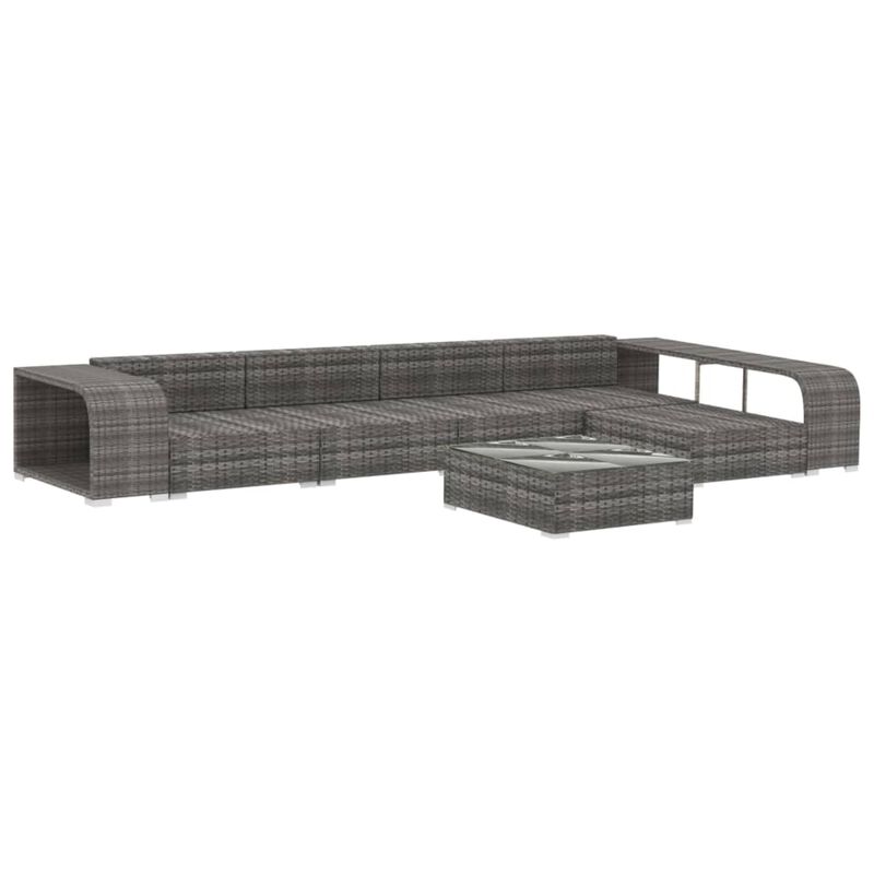 vidaXL 8 Piece Garden Lounge Set with Cushions Poly Rattan Gray