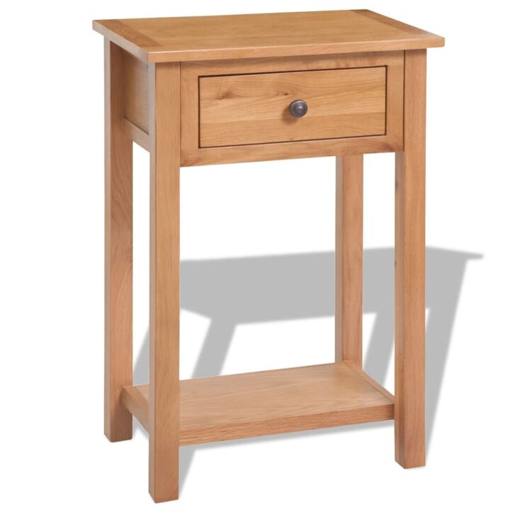 vidaXL Console Table Solid Oak Wood 19.7"x12.6"x29.5" Brown