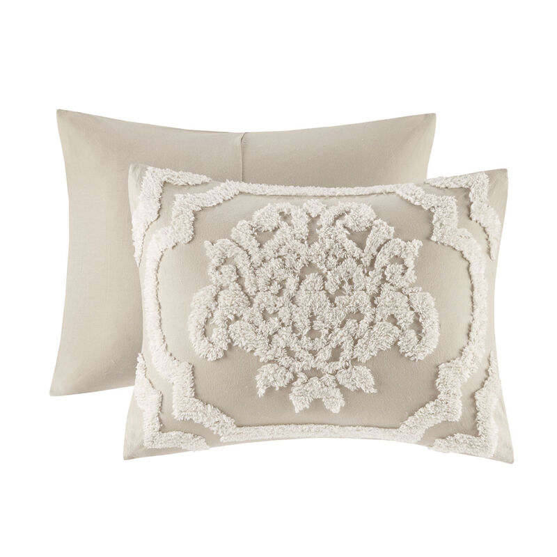Gracie Mills Fitzpatrick 3 piece Tufted Cotton Chenille Damask Duvet Cover Set