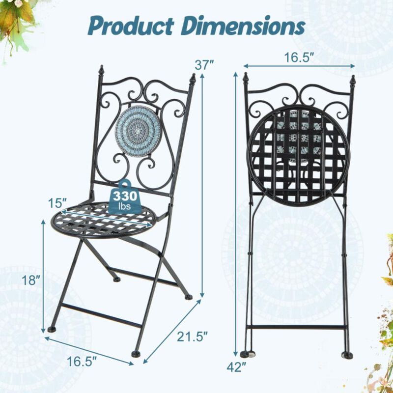 Hivvago Set of 2 Patio Mosaic Chairs Metal Folding Chairs