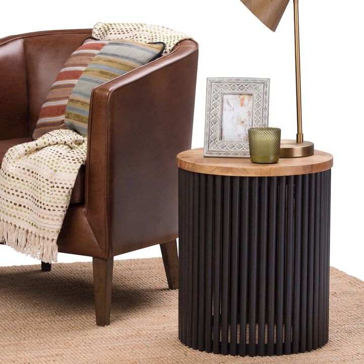 Simpli Home Demy Metal And Wood Accent Table In Natural, Black