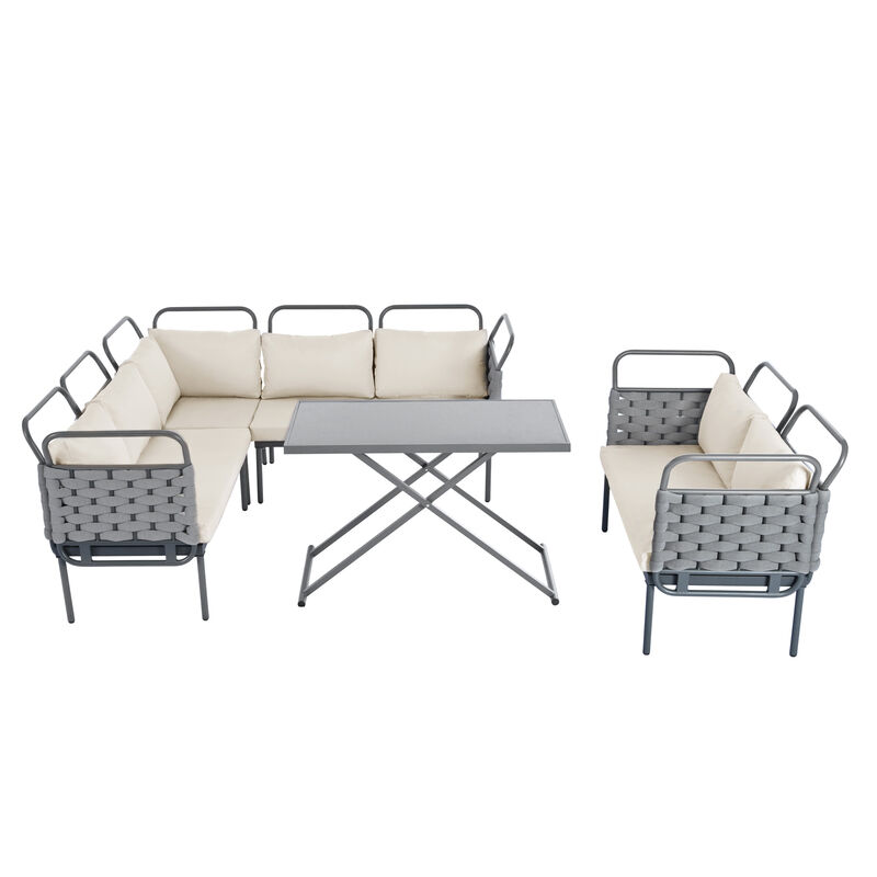 Merax Modern Patio Sectional Sofa Table Set
